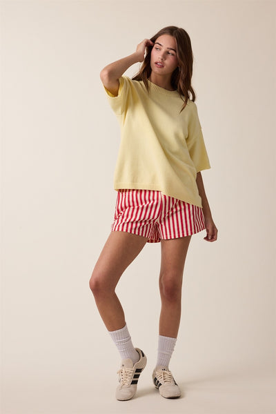 hometown cutie short sleeve sweater | lemon