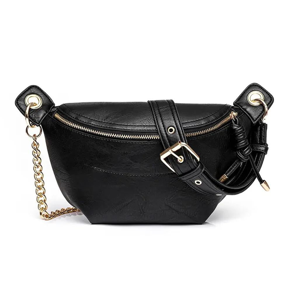 vegan leather sling bag | black