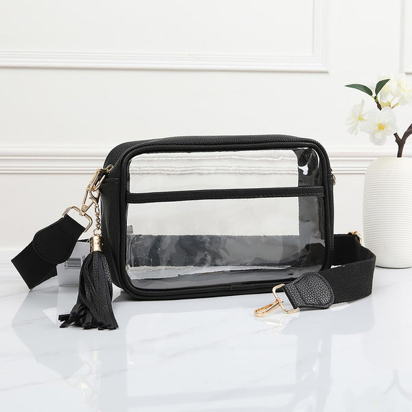 clear stadium crossbody bag | black