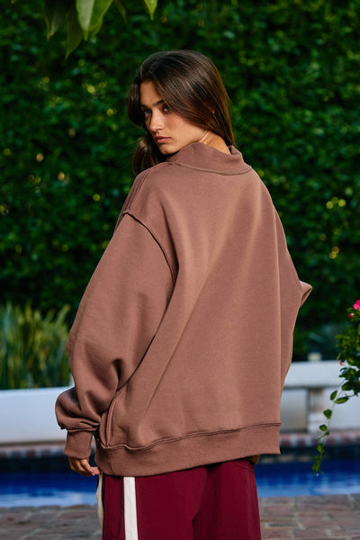 wwjd + amen reversible mockneck sweatshirt | brown + cream