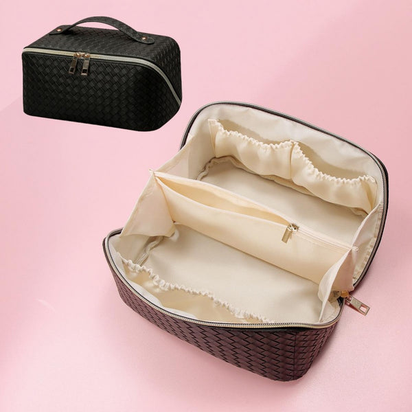 quilted makeup travel case | black