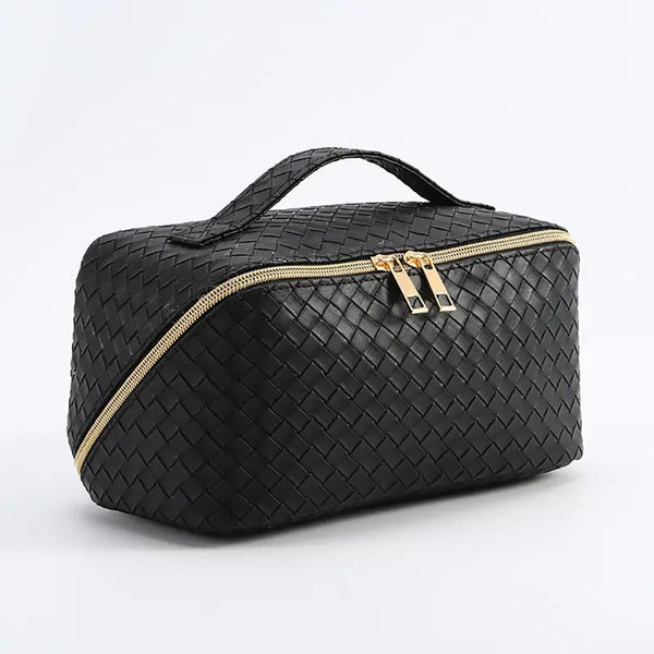 quilted makeup travel case | black