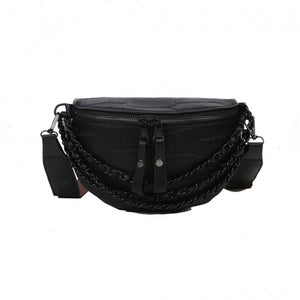 vegan alligator sling bag | black