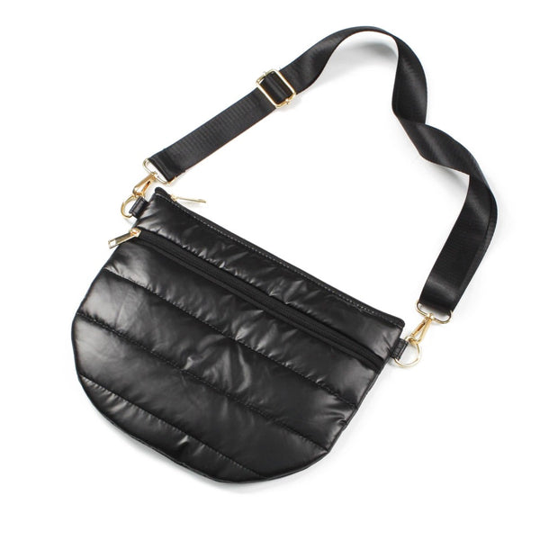 reflective puffy crossbody bag | black