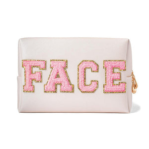 chenille patch waterproof makeup bag | face