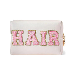 chenille patch waterproof makeup bag | hair