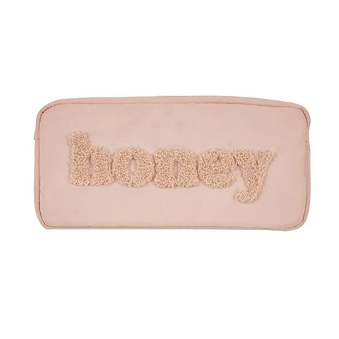 chenille patch waterproof makeup bag | honey