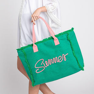 fringed canvas tote bag | summer