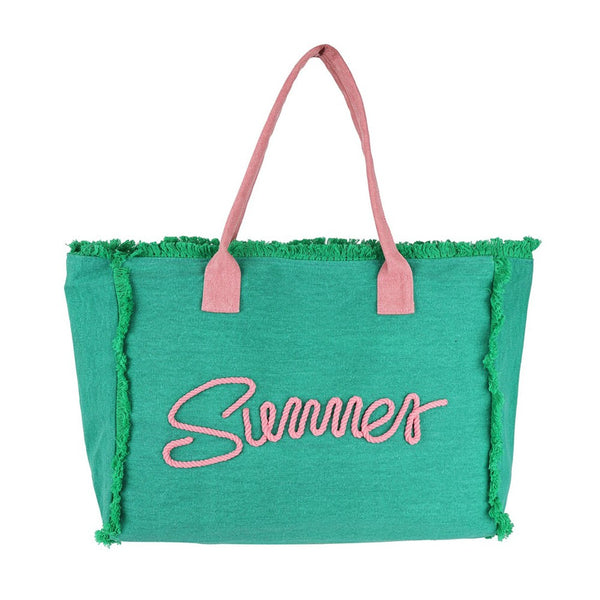 fringed canvas tote bag | summer