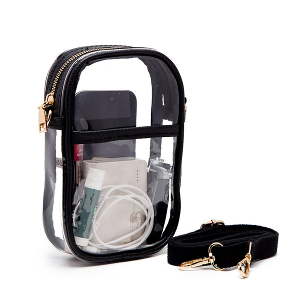 vertical clear crossbody bag | black
