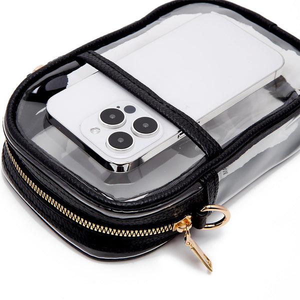 vertical clear crossbody bag | black