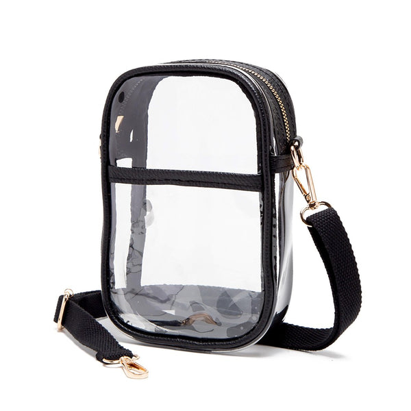 vertical clear crossbody bag | black