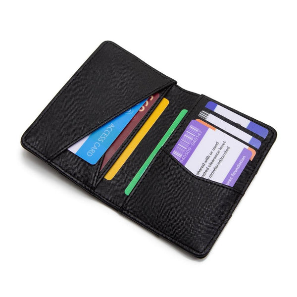 vegan leather woven bifold wallet | black