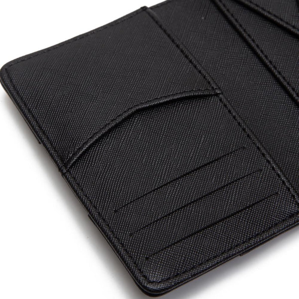 vegan leather woven bifold wallet | black