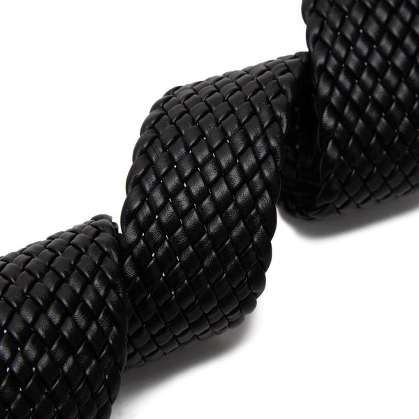 braided vegan leather adjustable bag strap | black