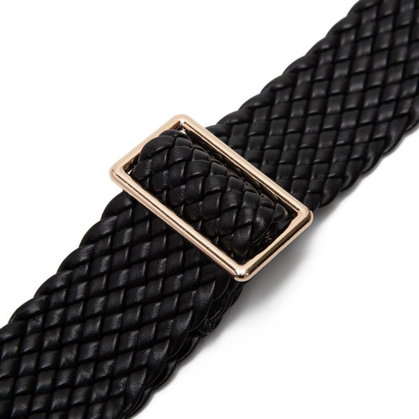 braided vegan leather adjustable bag strap | black