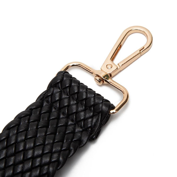 braided vegan leather adjustable bag strap | black