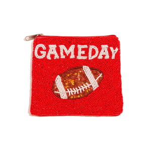 beaded game day pouch | red + white