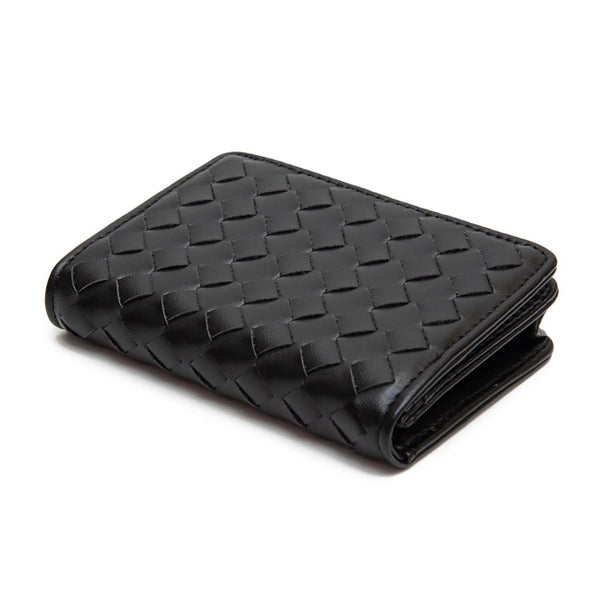 woven wallet, vegan leather | black
