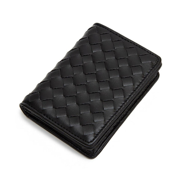 woven wallet, vegan leather | black