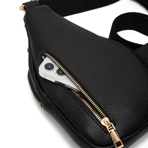 vegan leather basketweave sling bag | cumin