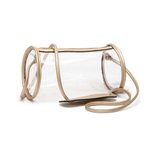 clear cylinder crossbody bag | gold