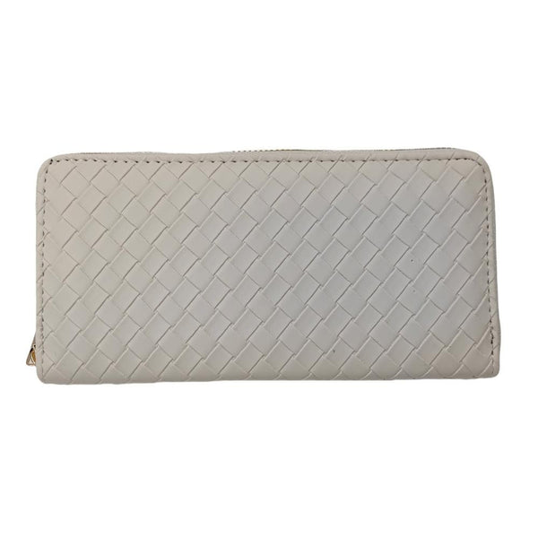 leather basket weave wallet | beige