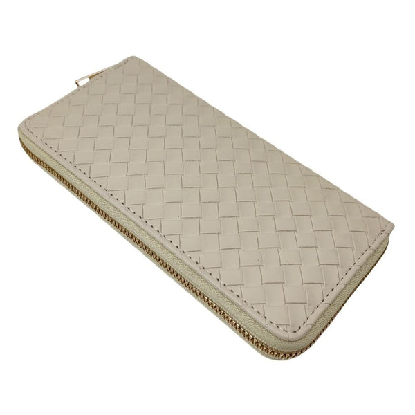 leather basket weave wallet | natural