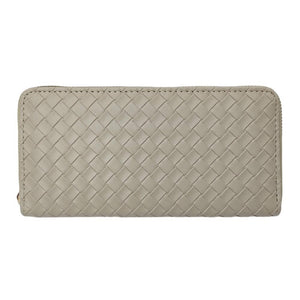 leather basket weave wallet | natural