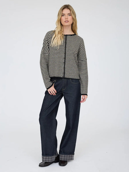 everyday route striped cardigan | black