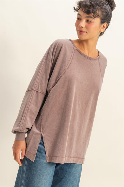 in the daylight washed oversize top | chestnut