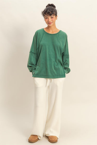 in the daylight washed oversize top | dark green