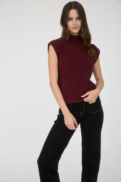 just a dream mock neck sweater | burgundy