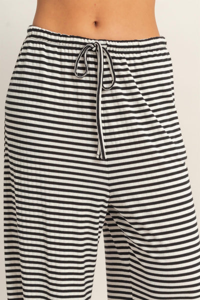 always something striped wide leg pants | black + white