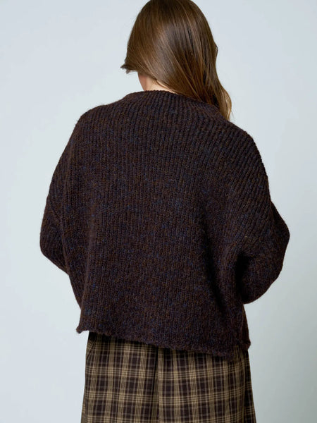 got it handled mock neck oversized knit sweater | brown