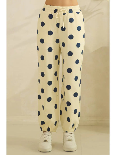 dots for days polka dot sweatpants | cream + navy