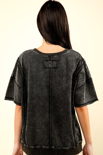 giving it my all washed top | black