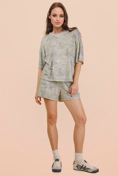 stolen moments camo top + short set | olive