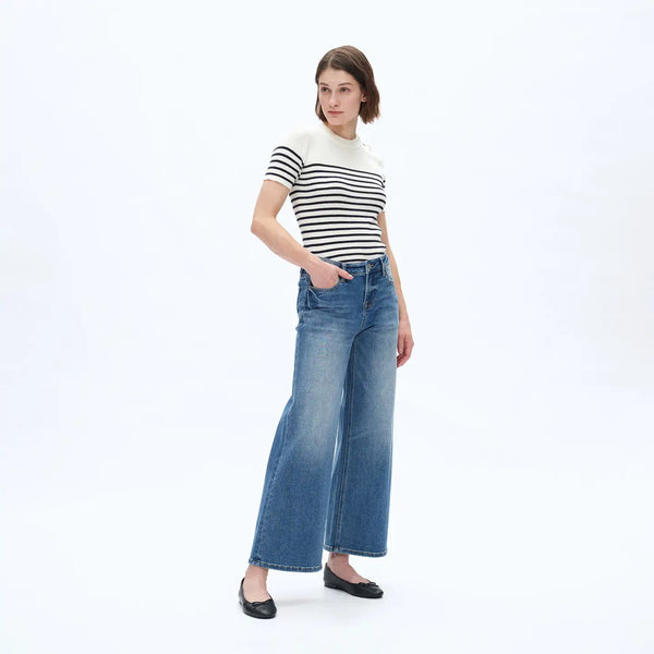 kollins mid rise wide leg jeans | medium wash
