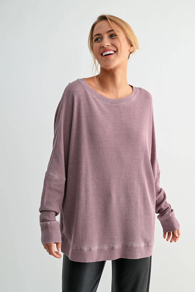 tied to perfection waffle knit top | rose taupe