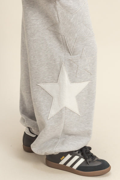 cozy as can be star patch sweatset | heather grey