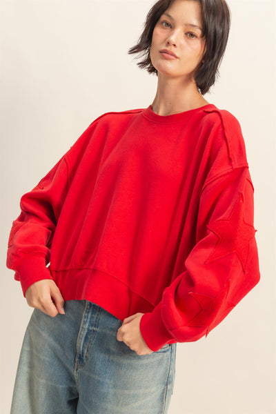 stand corrected star patch sweatshirt | red