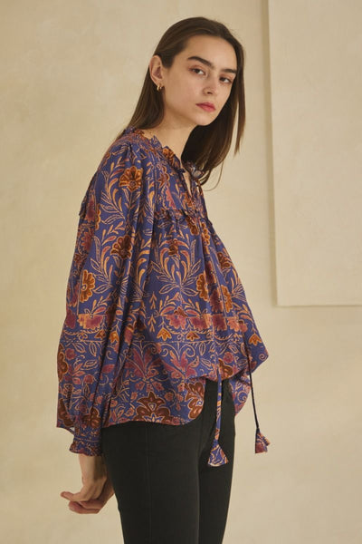 you're my muse floral print blouse | navy