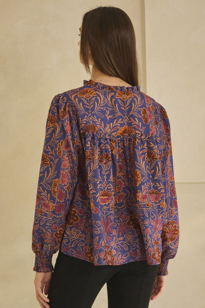 you're my muse floral print blouse | navy