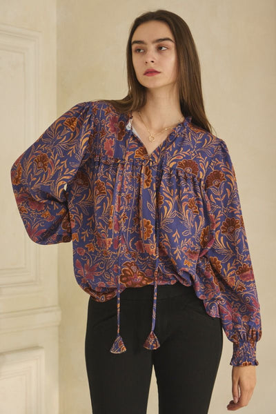 you're my muse floral print blouse | navy