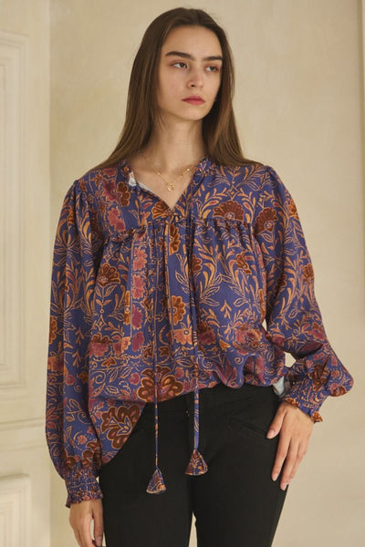 you're my muse floral print blouse | navy