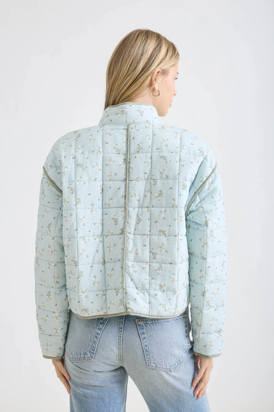 unending warmth quilted floral puffer jacket | sage