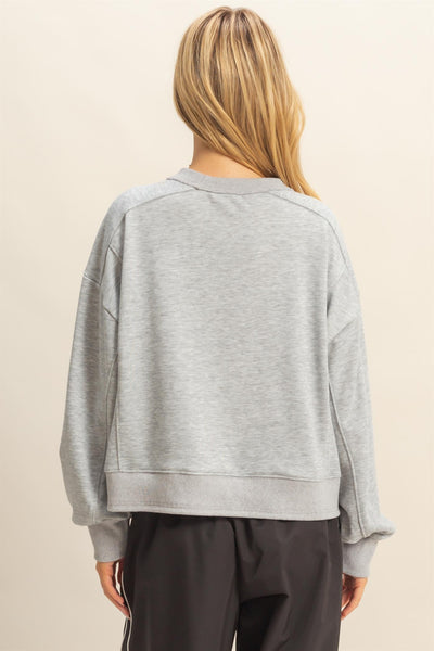 feeling like this layered hem sweatshirt | heather grey