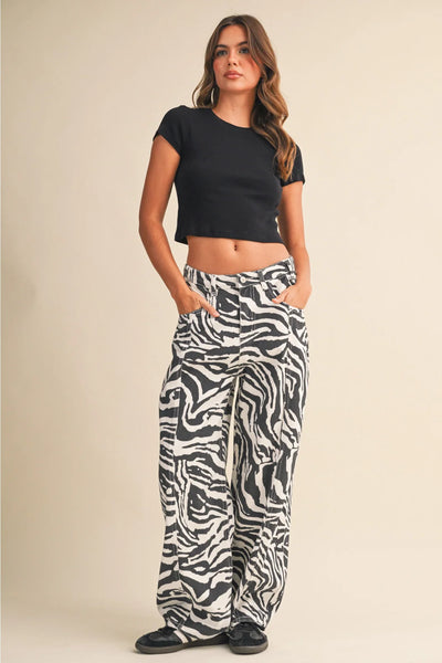 bowman wide leg barrel jeans | zebra print