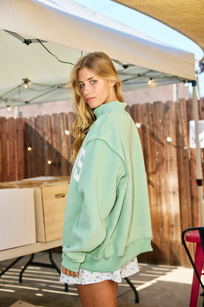 'Jesus' embroidered mockneck sweatshirt | sage